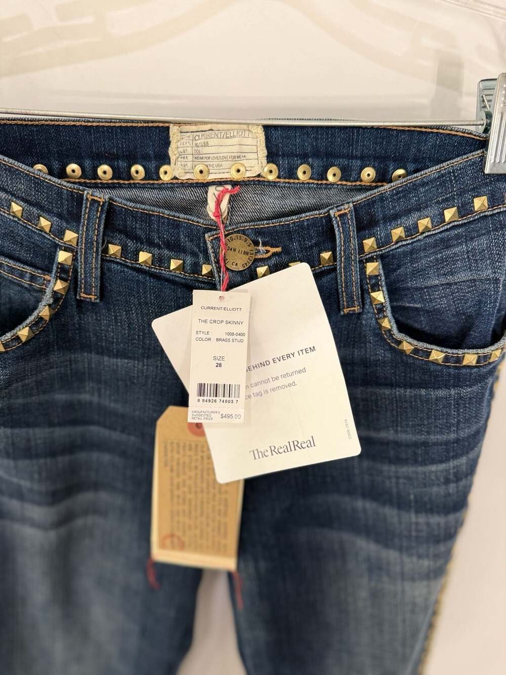 New Current/Elliott The Stiletto Studded Skinny Jeans Size 26 - Picture 3 of 10